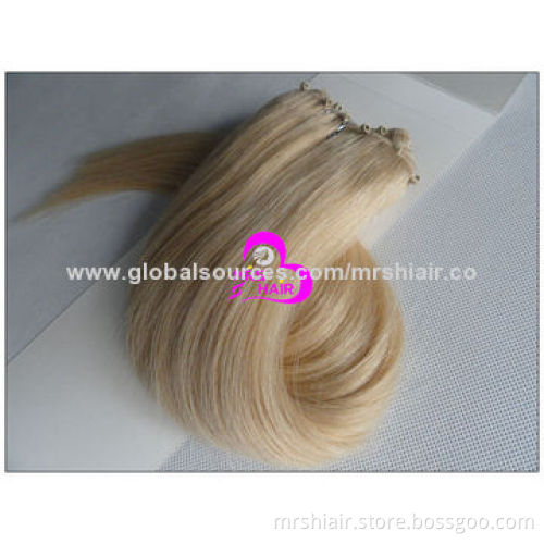 20-inch 16# Light Brown Straight Weighs 100g Malaysian Micro Ez Weft Hair